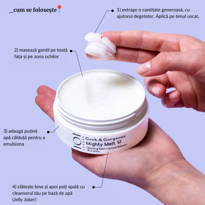 Balsam de fata pentru indepartarea machiajului si a SPF-ului Geek&Gorgeous Mighty Melt - 98 ml - imagine 3