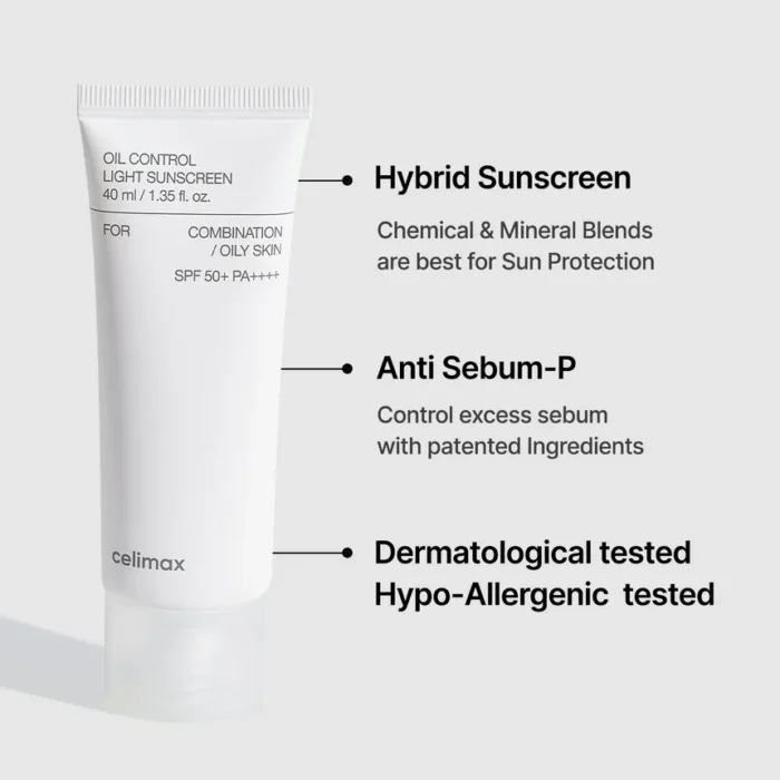 Celimax -protecție solară 50+ pentru ten cu melasmă, gras, mixt și sensibil- Oil Control Light Sunscreen 40ml - imagine 3