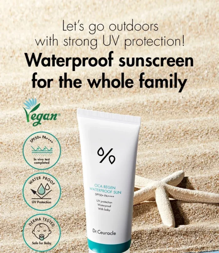 Dr. Ceuracle - protecție solară 50+ față și corp rezistentă la apă cu niacinamidă Cica Regen Waterproof Sunscreen 100 Ml - imagine 2